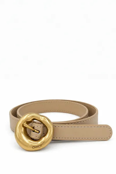 Leather thin belt with gold buckle Baroc Boutique