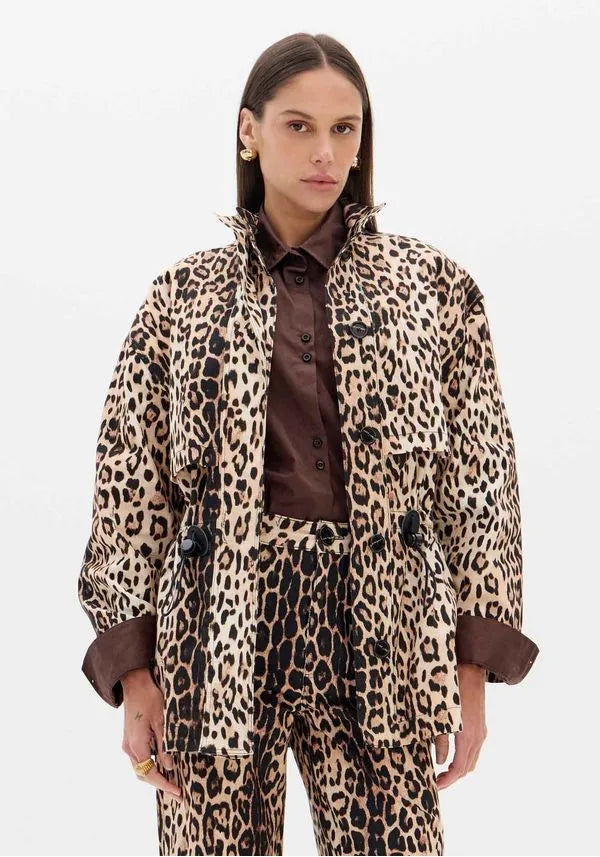 Leopard print oversized windproof jacket Baroc Boutique