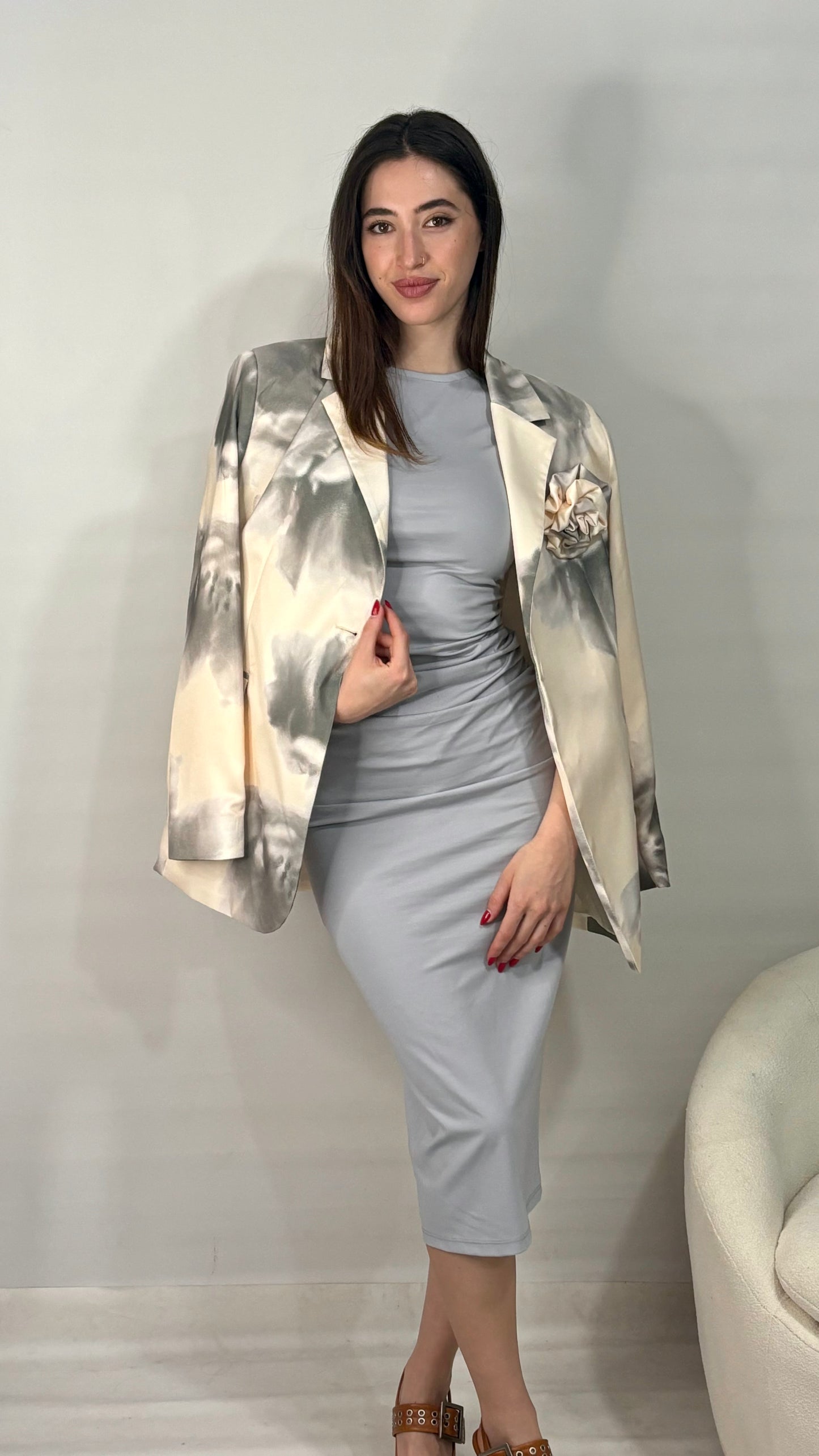Short sleeve long dress Baroc Boutique LIGHT GREY / MEDIUM