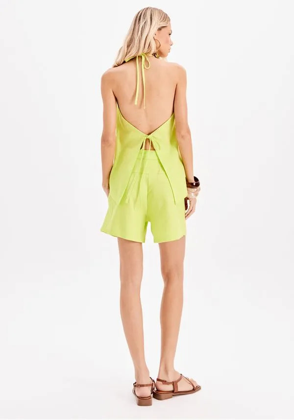 Lime linen Halter neck blouse Baroc Boutique