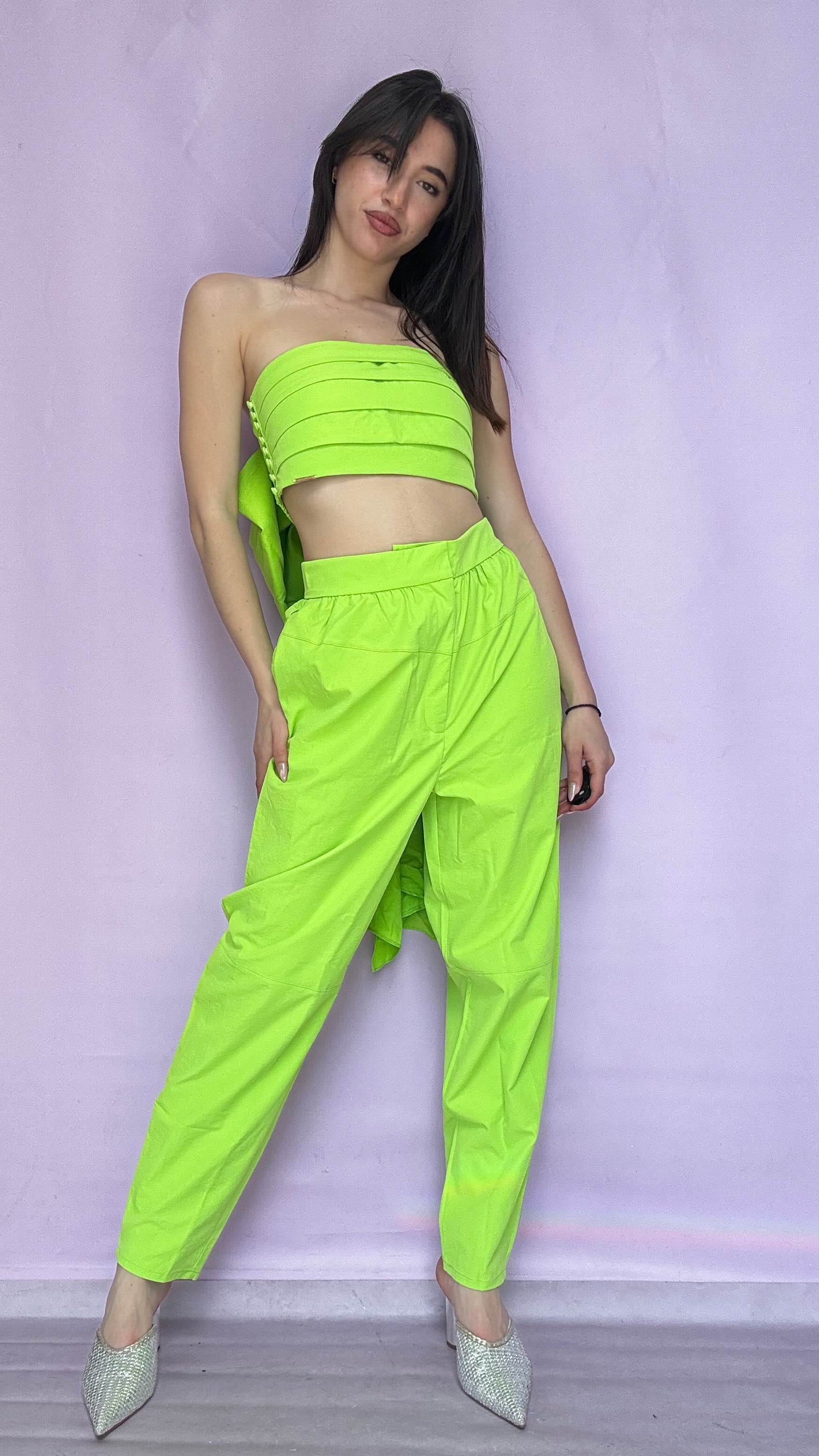 Lime slouchy tailored trouser Baroc Boutique