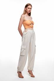 Linen cargo offwhite trouser Baroc Boutique