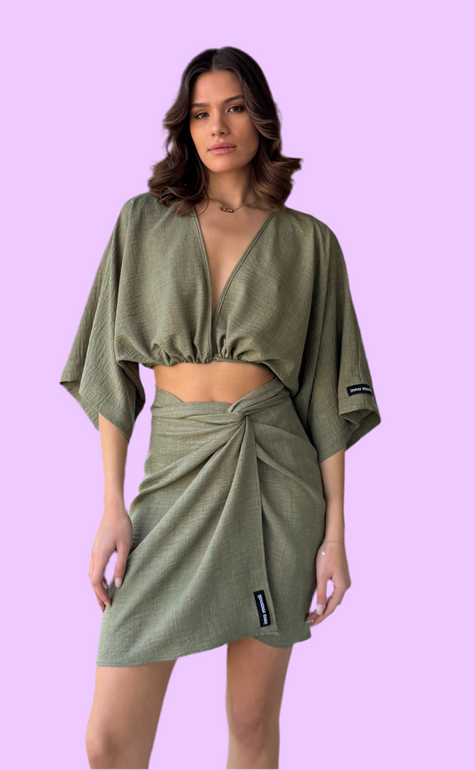 Linen mini rap skirt Baroc Boutique