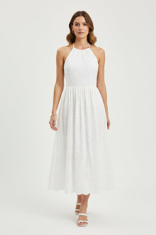 Long backless dress with embroidery Baroc Boutique