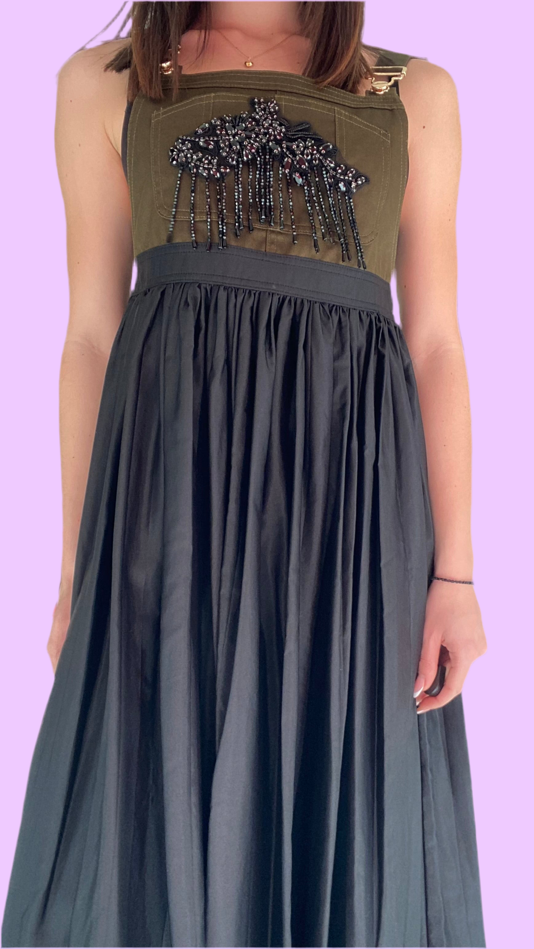 Long dress with denim top and plisse skirt Baroc Boutique