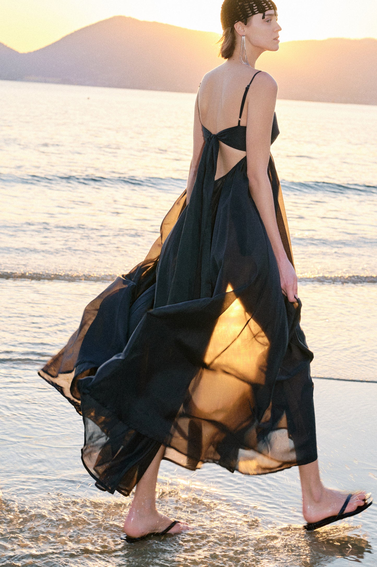 Long lyocell blend dress with spaghetti straps Baroc Boutique