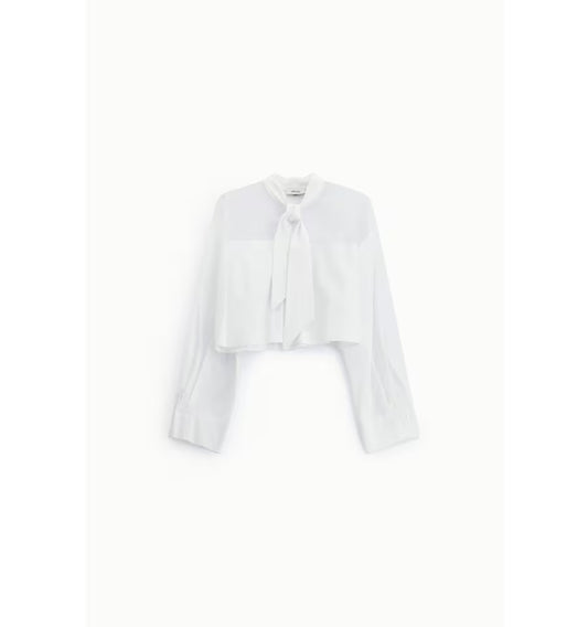 Long sleeve crop shirt with bow Baroc Boutique