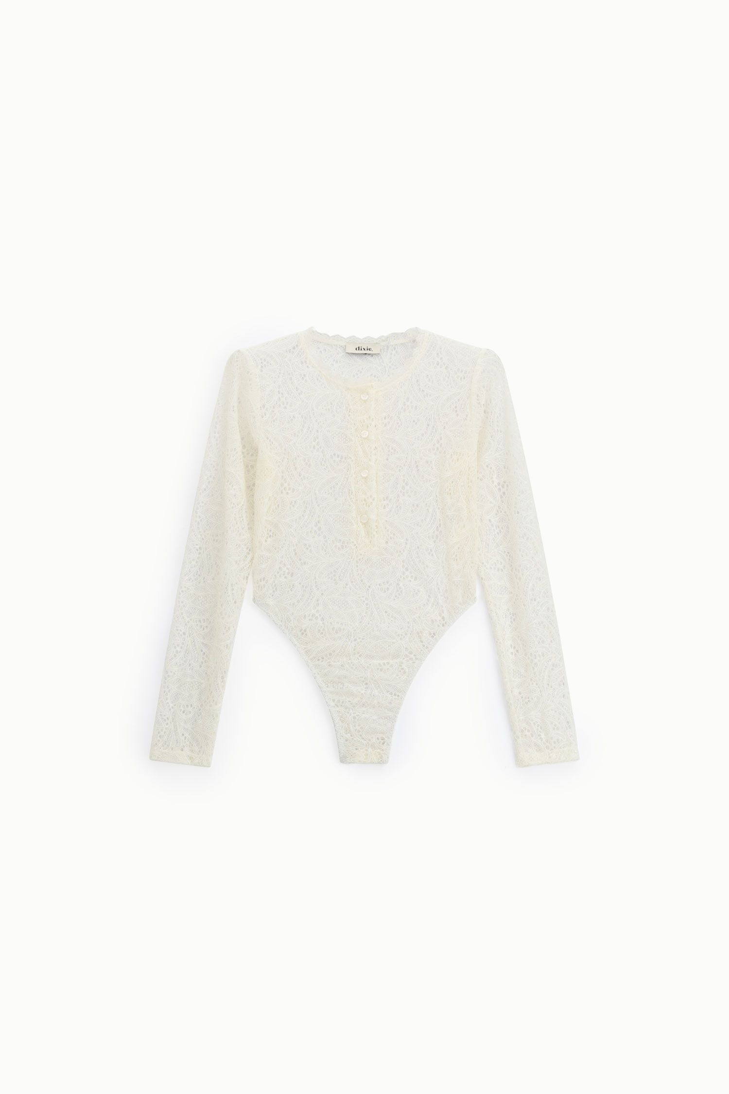 Long sleeve lace body suit with buttons Baroc Boutique