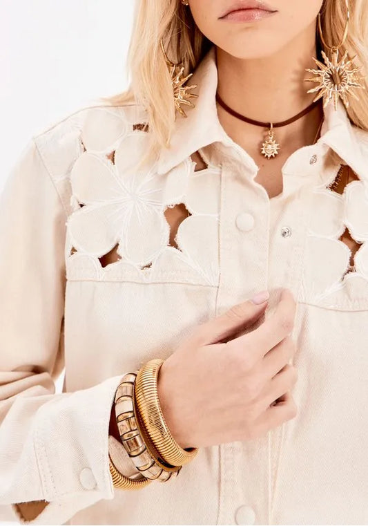 Long sleeve twill shirt with cutouts Baroc Boutique