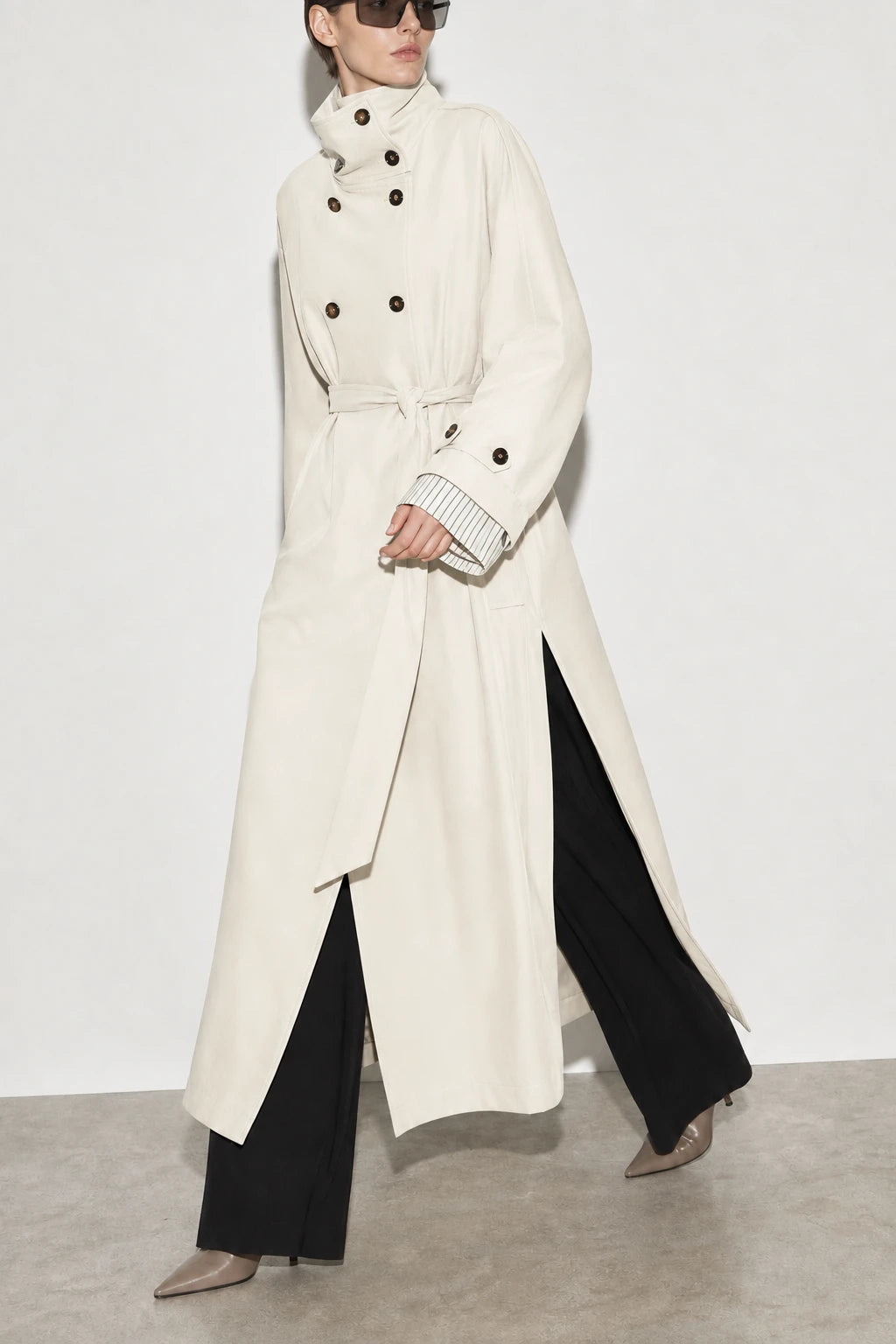 Long trench coat with striped cuffs Baroc Boutique