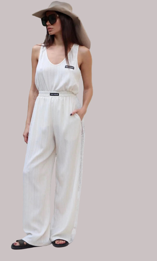 Loose fit pants with net on the sides Baroc Boutique