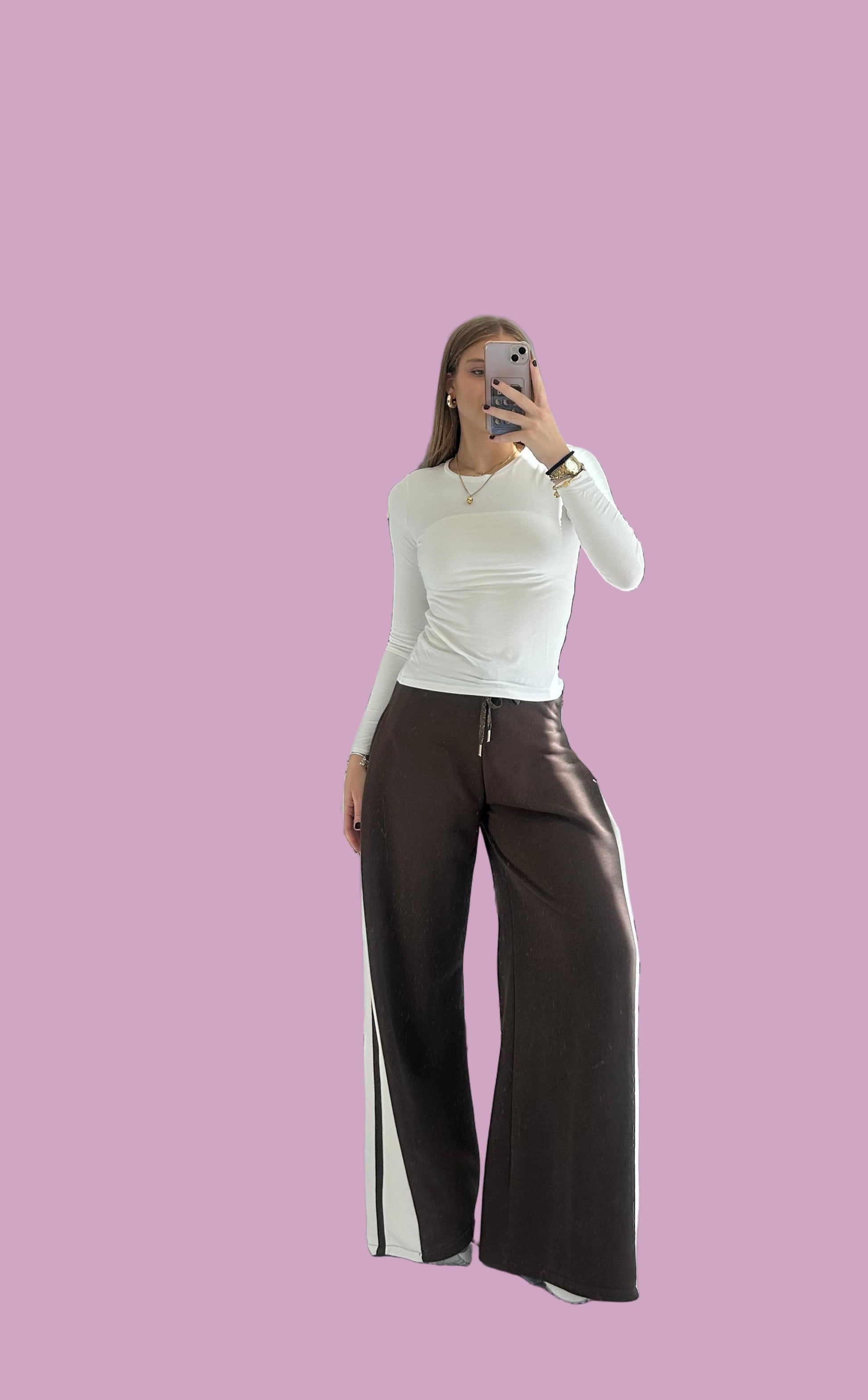 Tracksuit pants with pleat on the side Baroc Boutique M/L / Brown