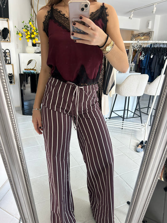 Maroon striped pants Baroc Boutique
