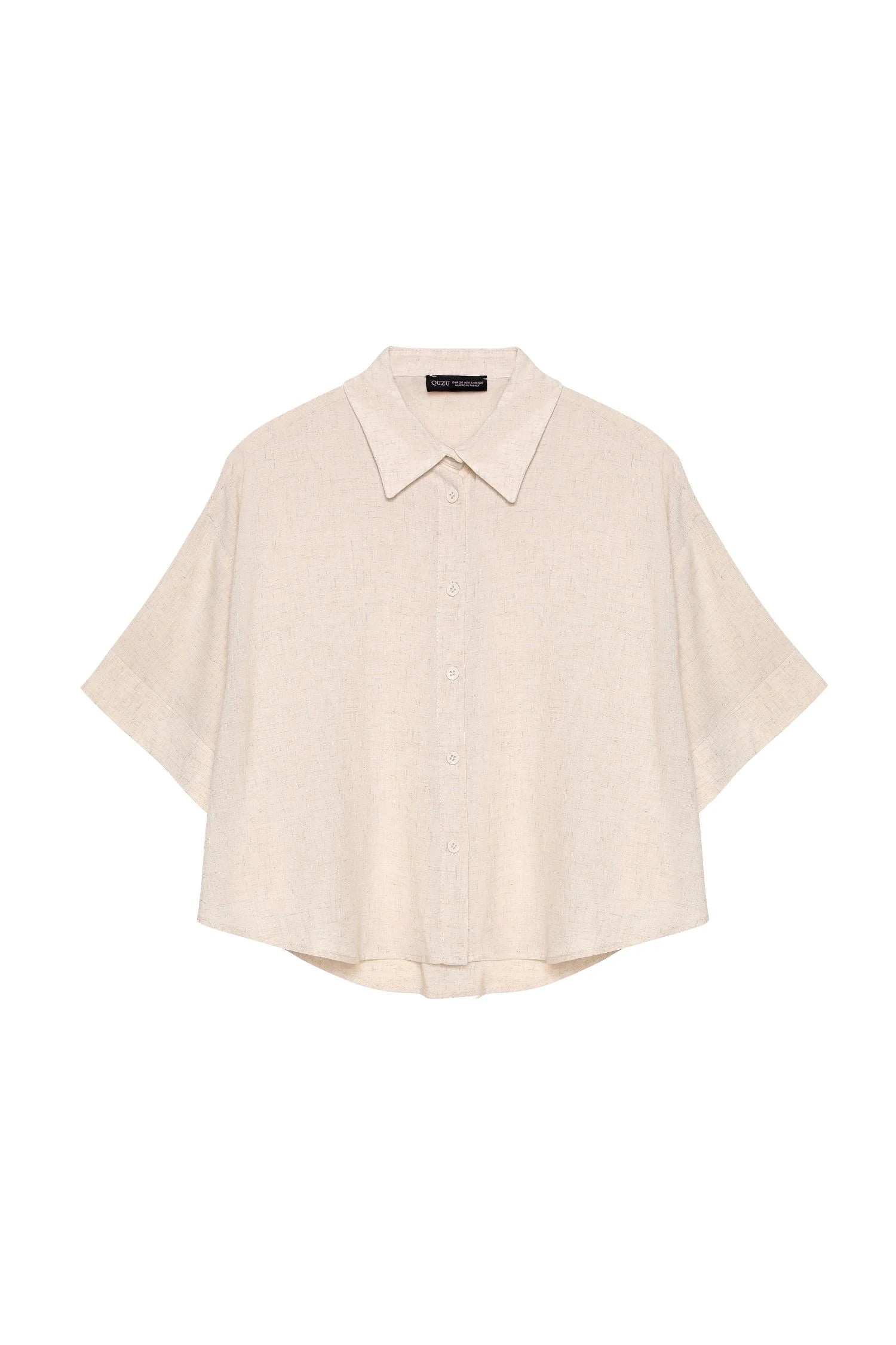 Beige linen crop shirt Baroc Boutique MEDIUM