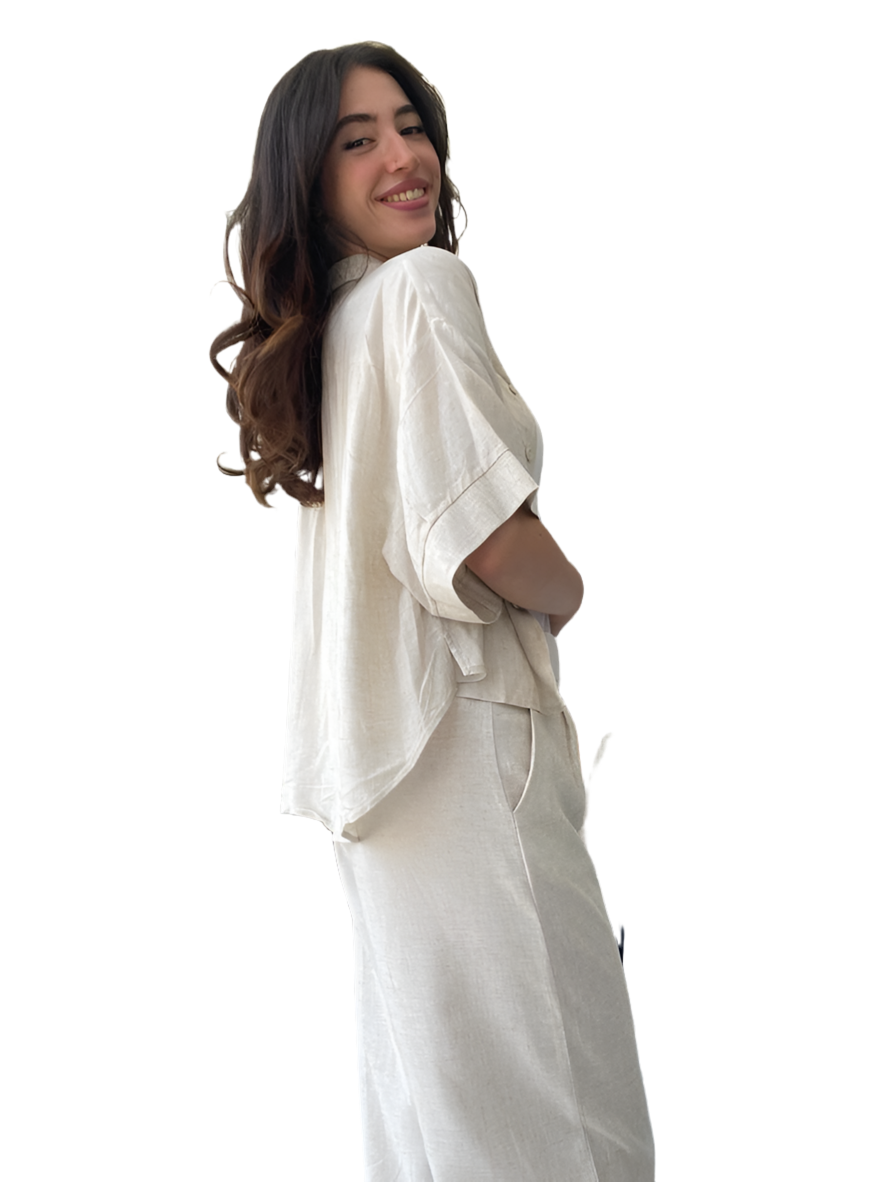 Beige linen crop shirt Baroc Boutique MEDIUM