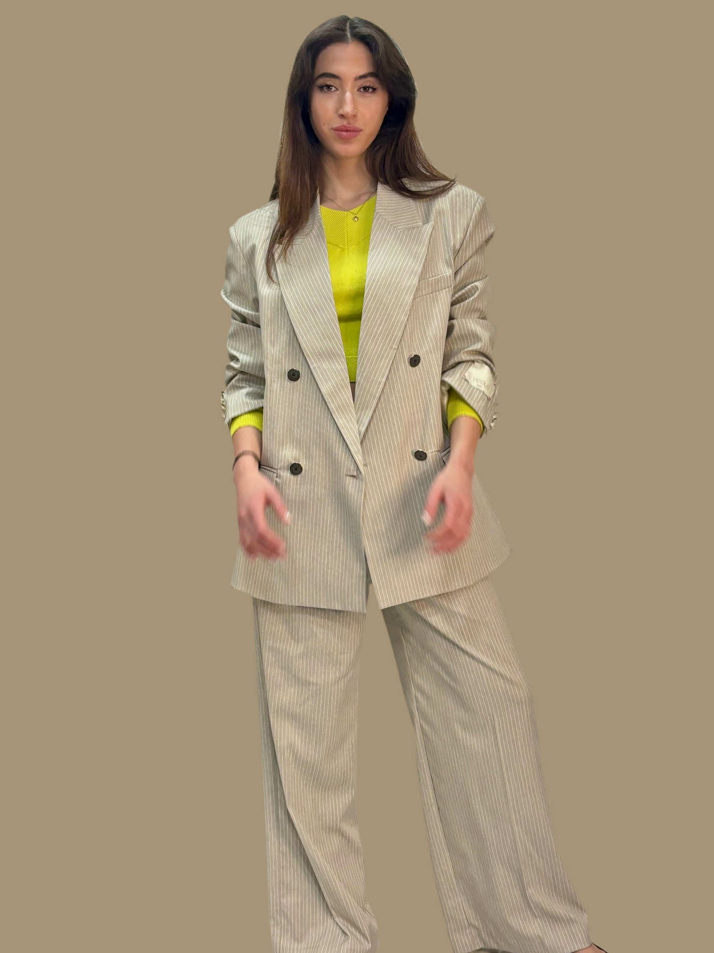 Beige pin stripe blazer Baroc Boutique MEDIUM