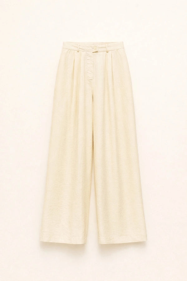 Beige straight leg pants Baroc Boutique Medium