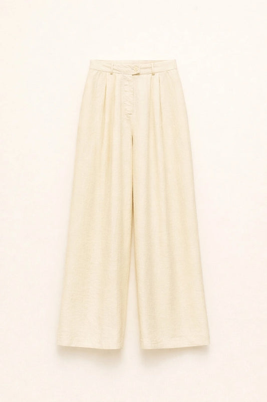 Beige straight leg pants Baroc Boutique Medium