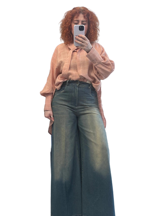 Dirty denim wide leg pants Baroc Boutique Medium
