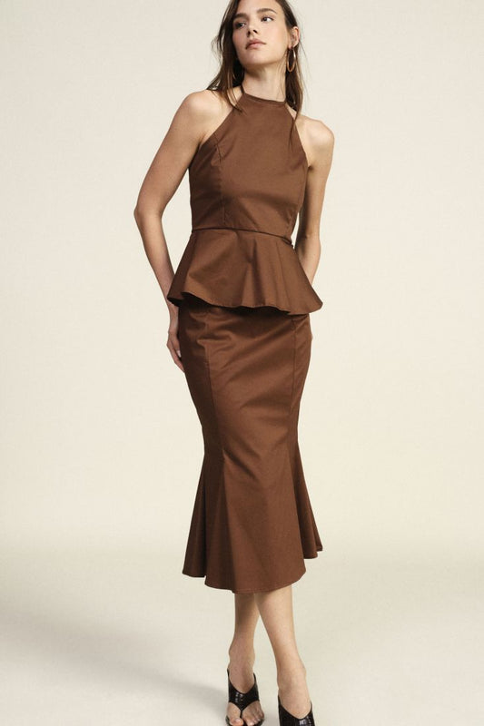 Long flared skirt with high waist plain Baroc Boutique Medium