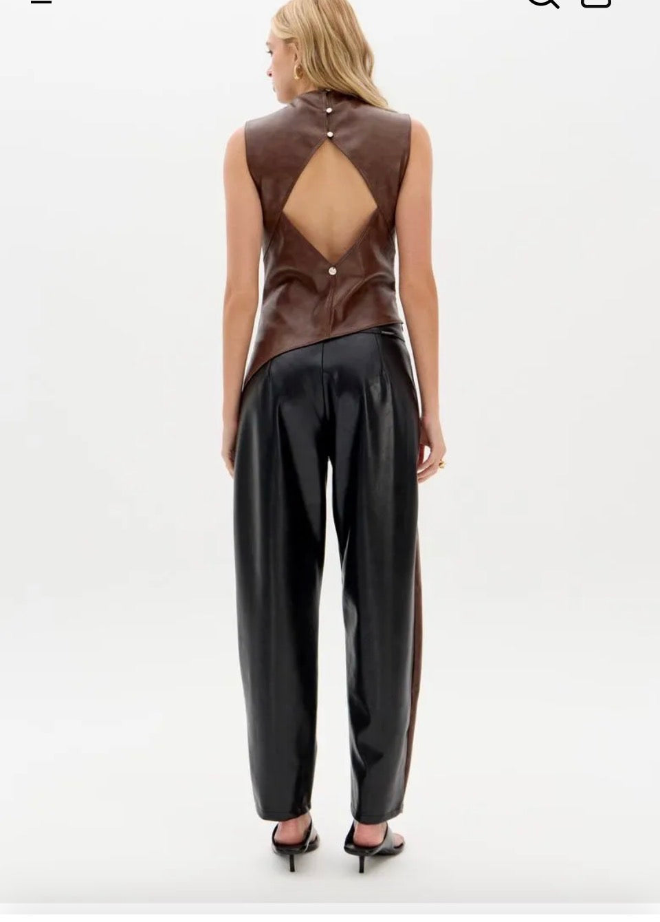 My Favorite Things Women's Two-Tone PU Leather Balloon Pants Baroc Boutique Medium