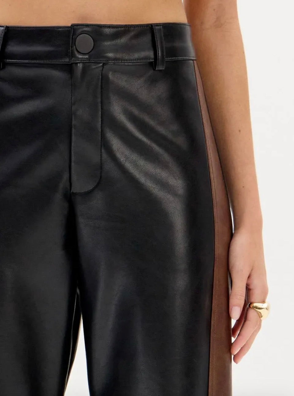 My Favorite Things Women's Two-Tone PU Leather Balloon Pants Baroc Boutique Medium