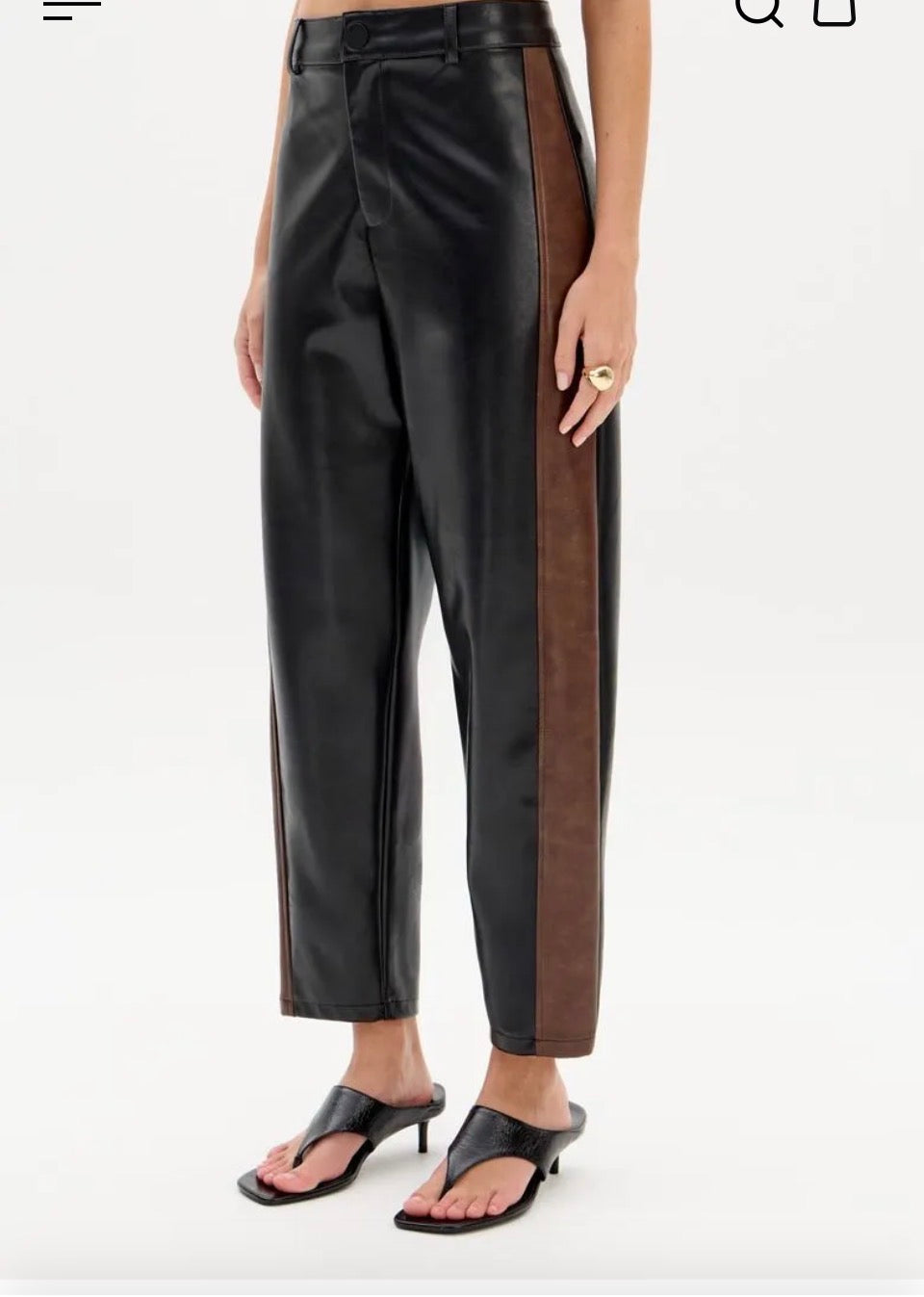My Favorite Things Women's Two-Tone PU Leather Balloon Pants Baroc Boutique Medium
