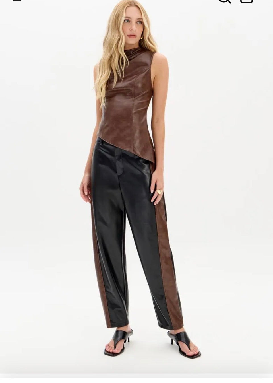My Favorite Things Women's Two-Tone PU Leather Balloon Pants Baroc Boutique Medium
