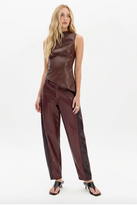 My Favorite Things Women's Two-Tone PU Leather Balloon Pants Baroc Boutique Medium