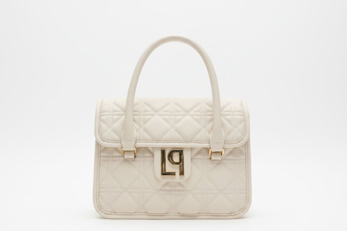 Medium size quilted tote bag with a gold tone metallic pattern Baroc Boutique