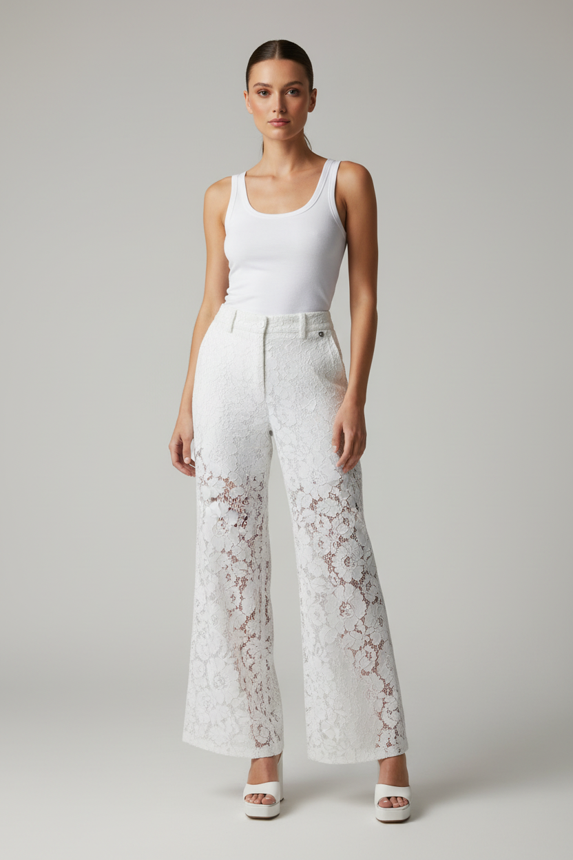 White lace pants Baroc Boutique Medium