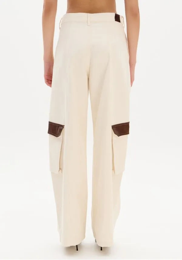 Mid-Rise Wide-Leg Twill Pants with Cargo Pockets Baroc Boutique