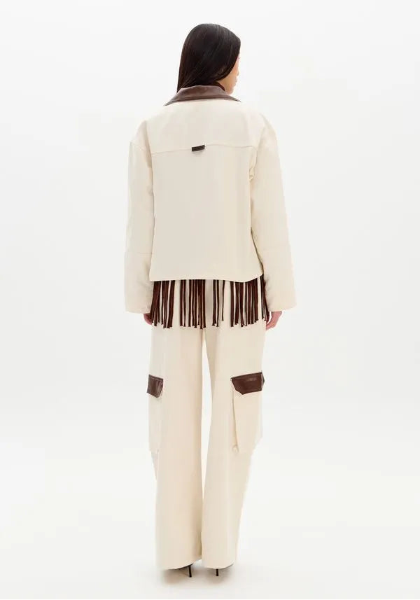 Mid-Rise Wide-Leg Twill Pants with Cargo Pockets Baroc Boutique