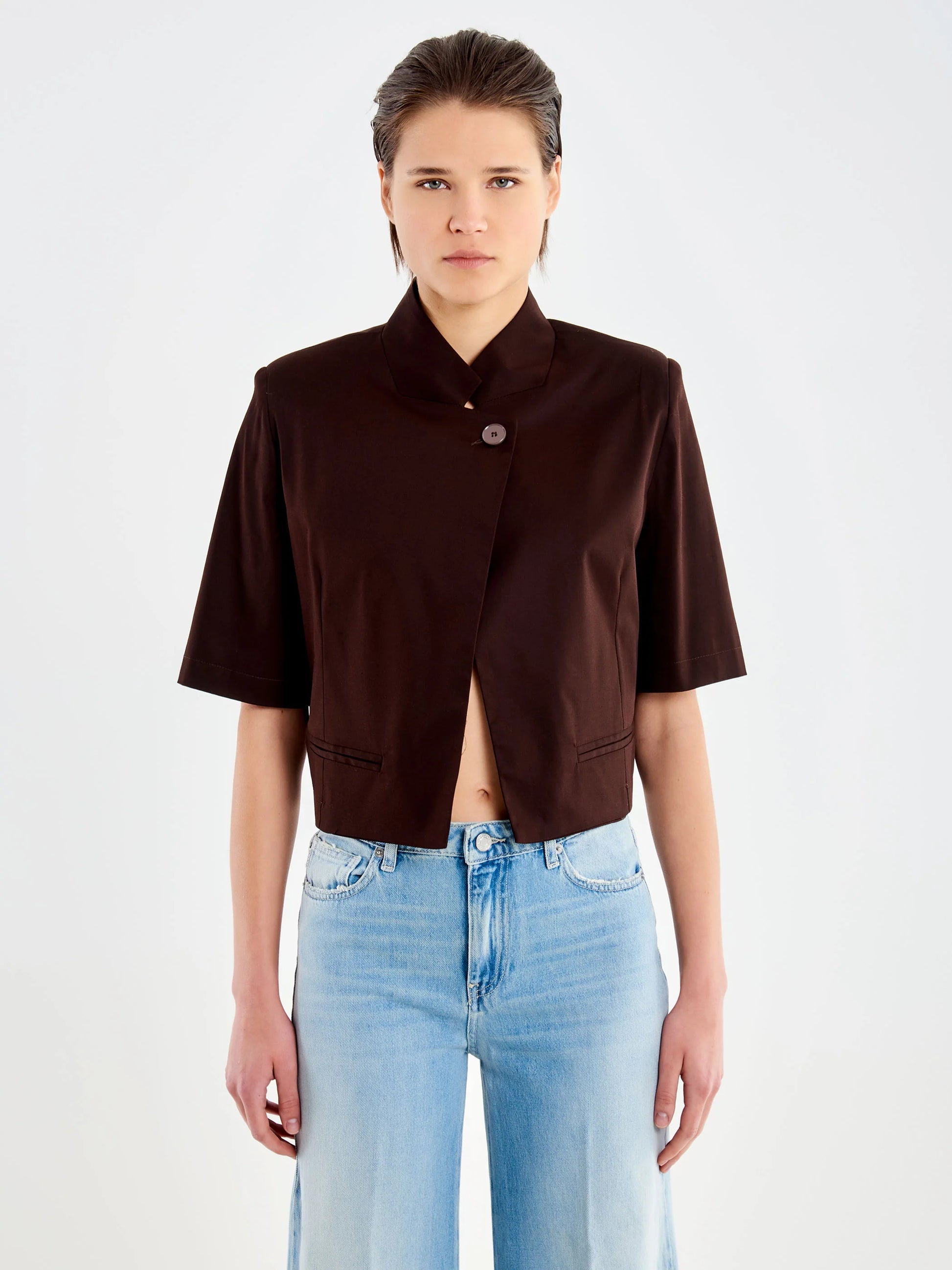 Boxy crop blazer Baroc Boutique MIDNIGHT BLUE / Small