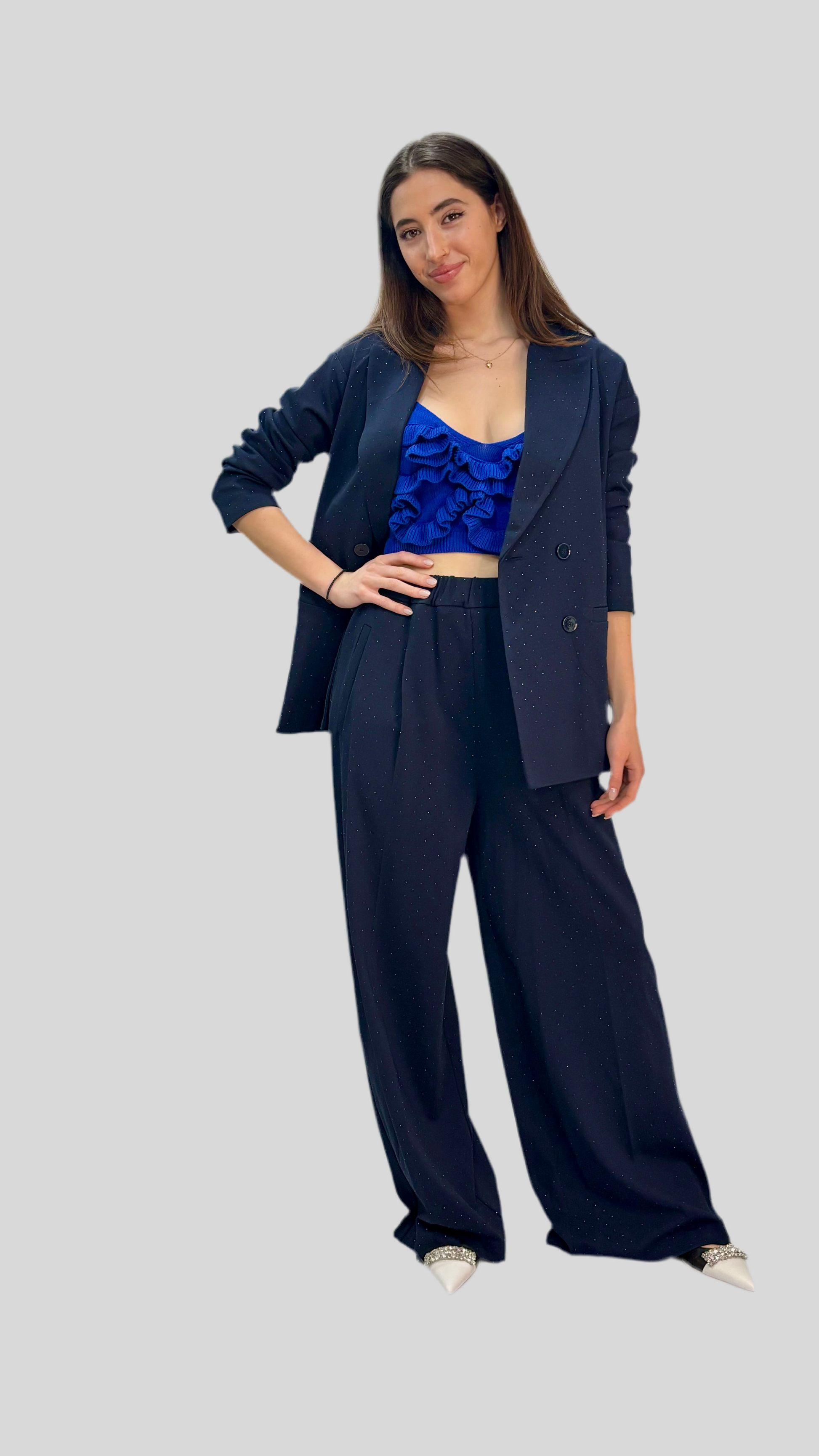 Midnight blue wide leg pants Baroc Boutique