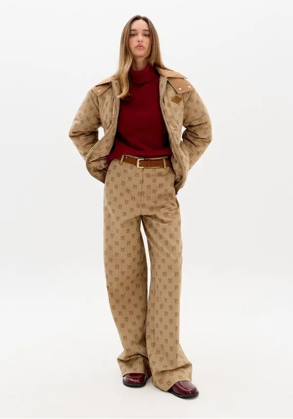Monogram tailored wide leg pants Baroc Boutique