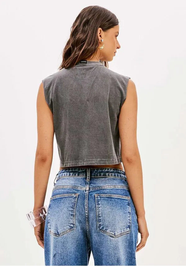 Muscle crop gray t-shirt Baroc Boutique