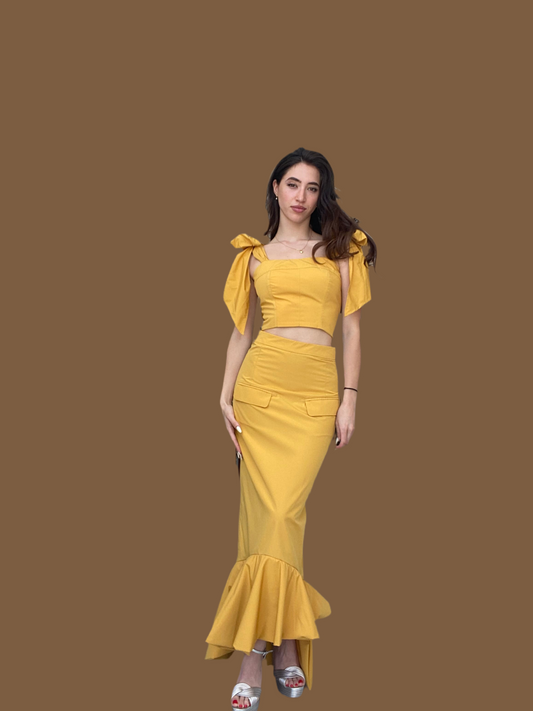 Mustard long skirt Baroc Boutique