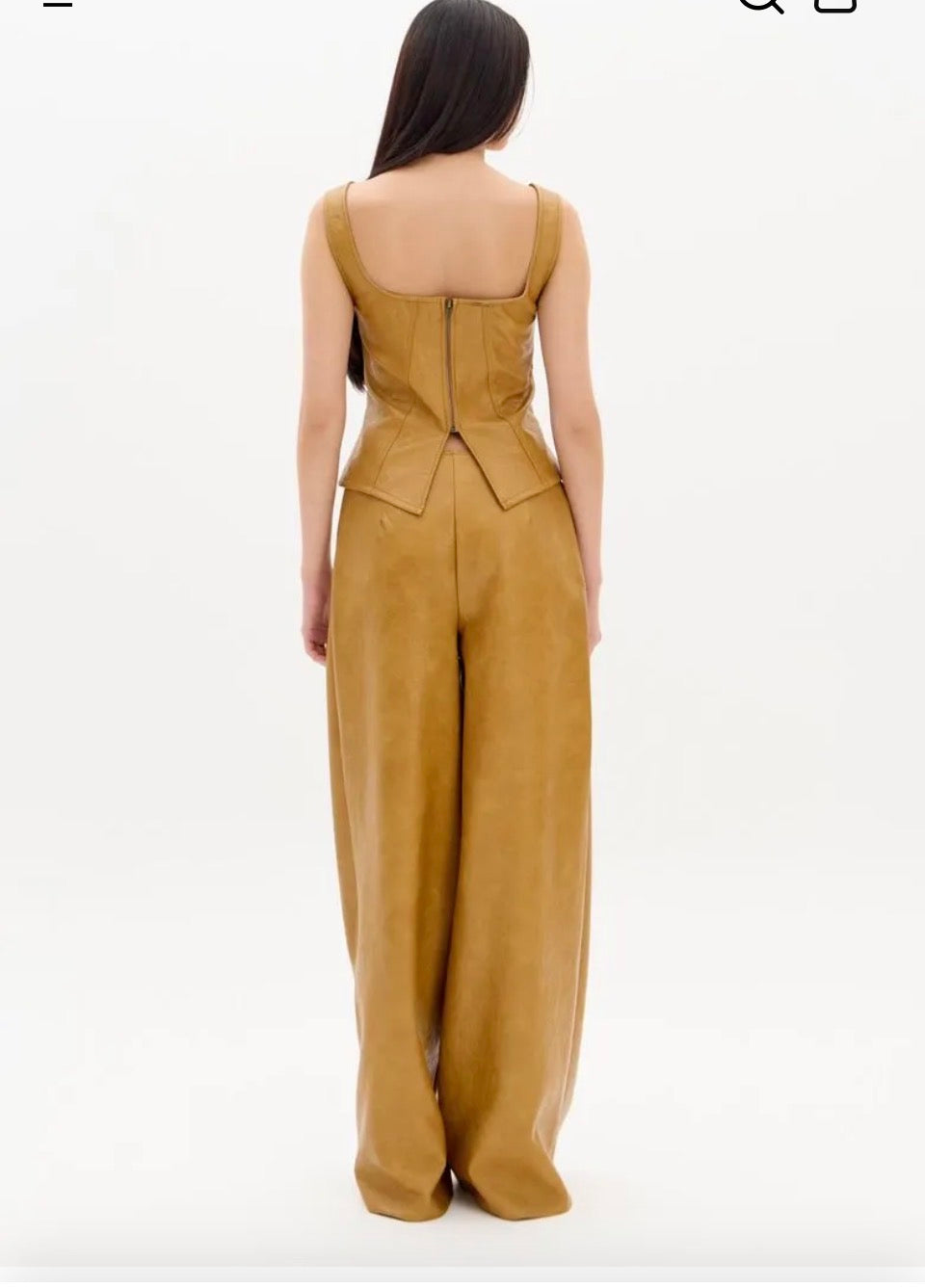 My Favorite Things Women's PU Leather Palazzo Pants - Curry Yellow Baroc Boutique