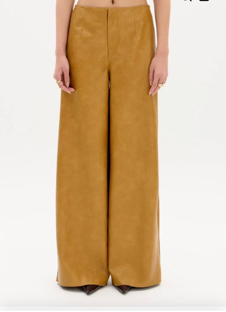 My Favorite Things Women's PU Leather Palazzo Pants - Curry Yellow Baroc Boutique