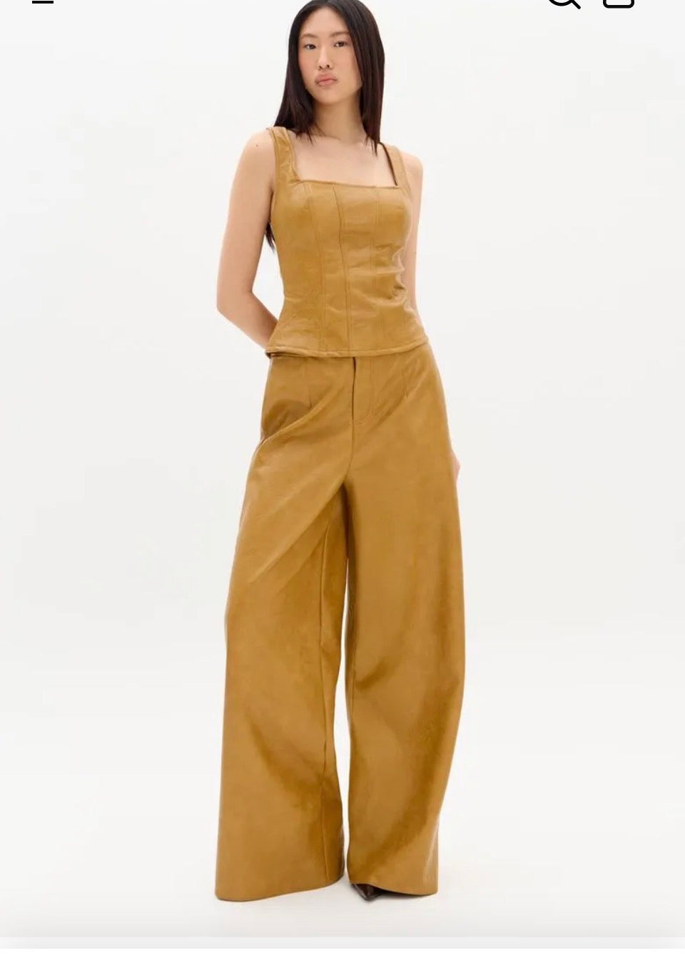 My Favorite Things Women's PU Leather Palazzo Pants - Curry Yellow Baroc Boutique