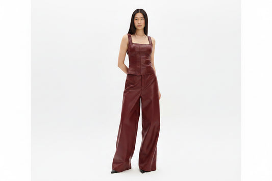 My Favorite Things Women's PU Leather Palazzo Pants - Curry Yellow Baroc Boutique