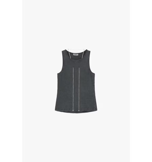 Neck Top With Front Double Chain Detail Baroc Boutique