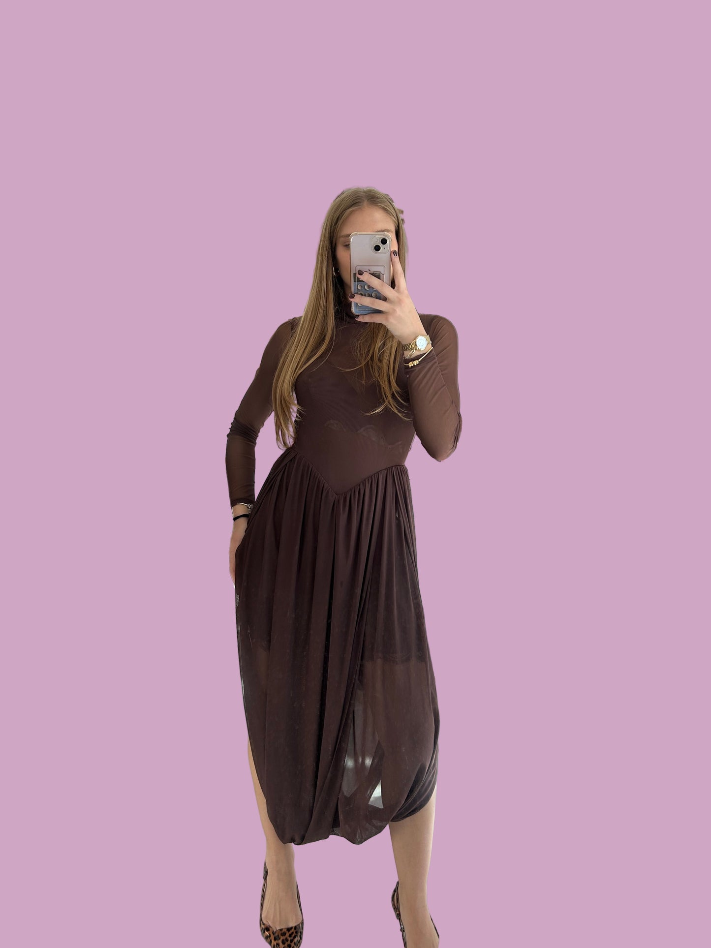 Net longsleeve dress Baroc Boutique