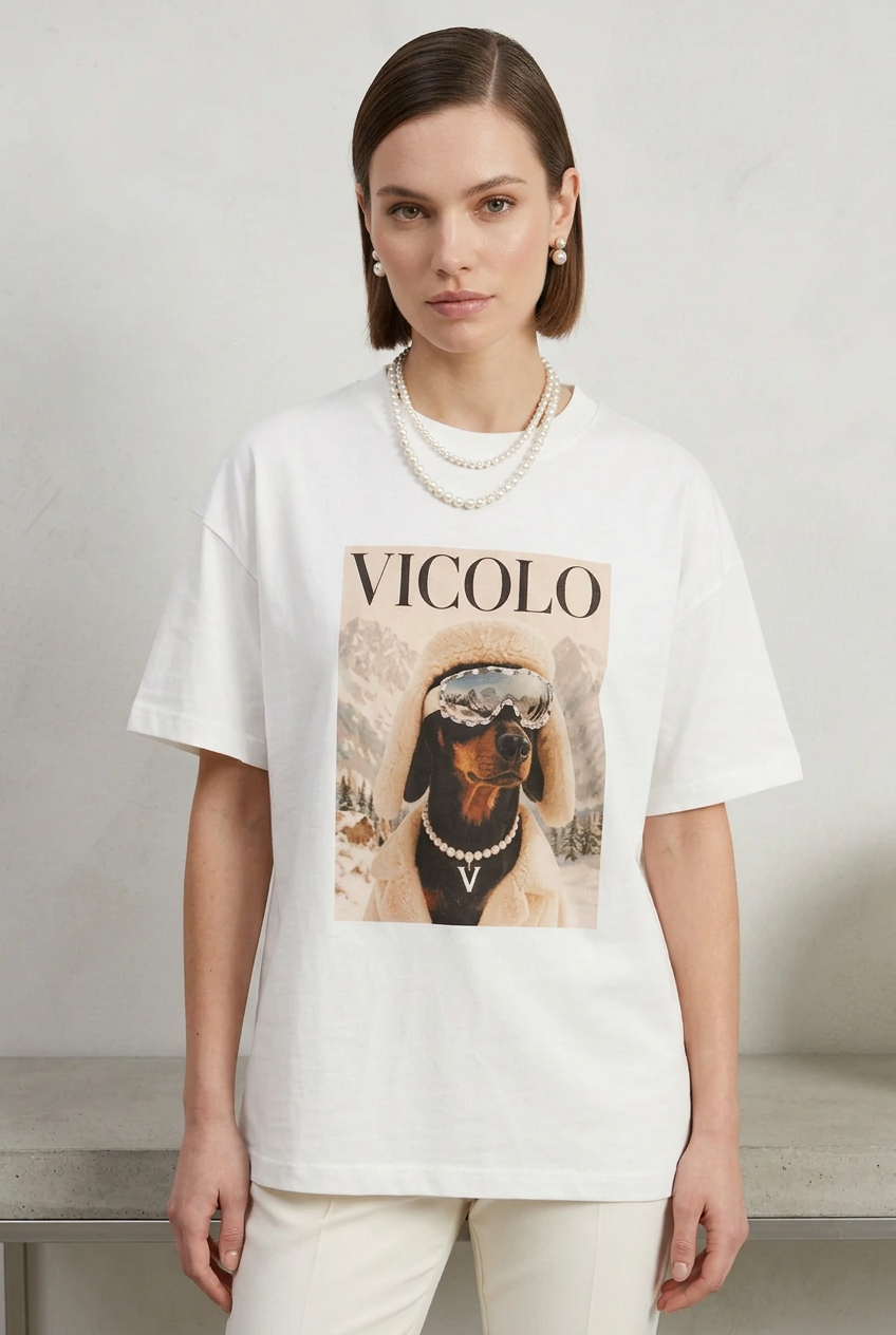 Off-white oversized t-shirt with square frame print Baroc Boutique