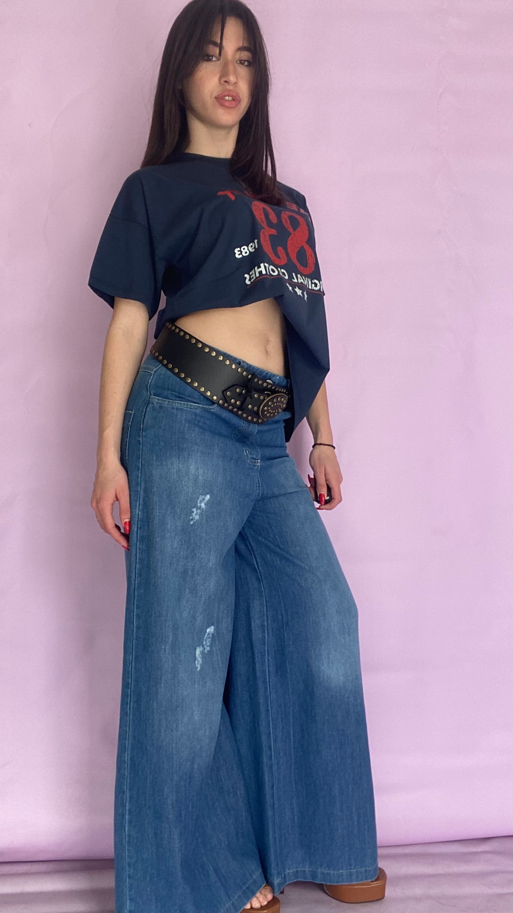 Blue t-shirt with label Baroc Boutique One size