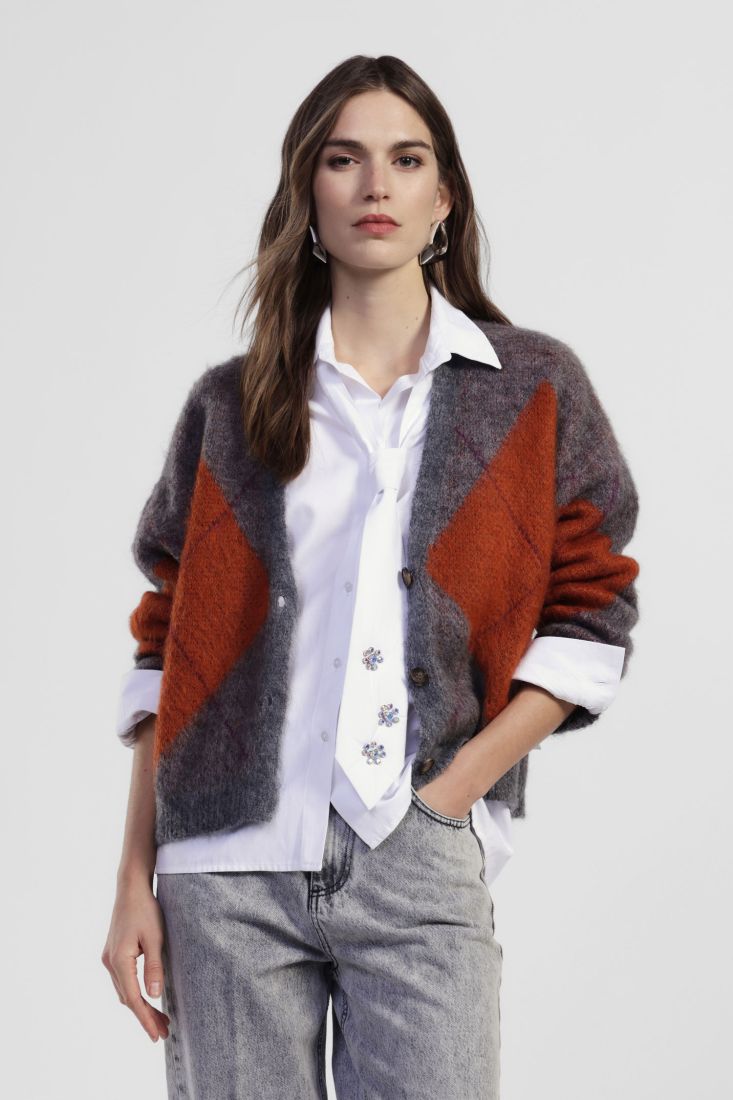 Cardigan with diamond pattern and long sleeves Baroc Boutique One size