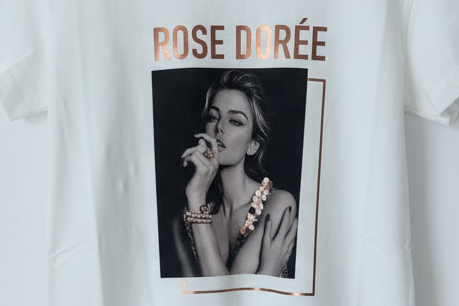 Cream short sleeve slim line t-shirt with print Baroc Boutique ONE SIZE