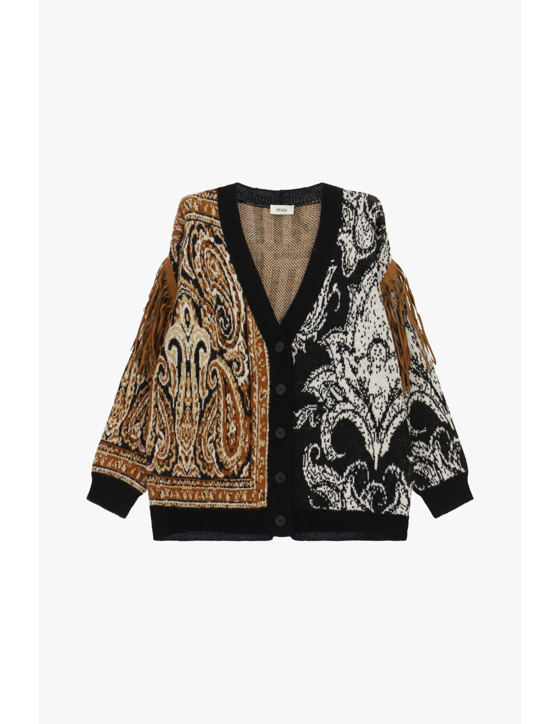 Jacquard pattern cardigan with side fringes Baroc Boutique One size