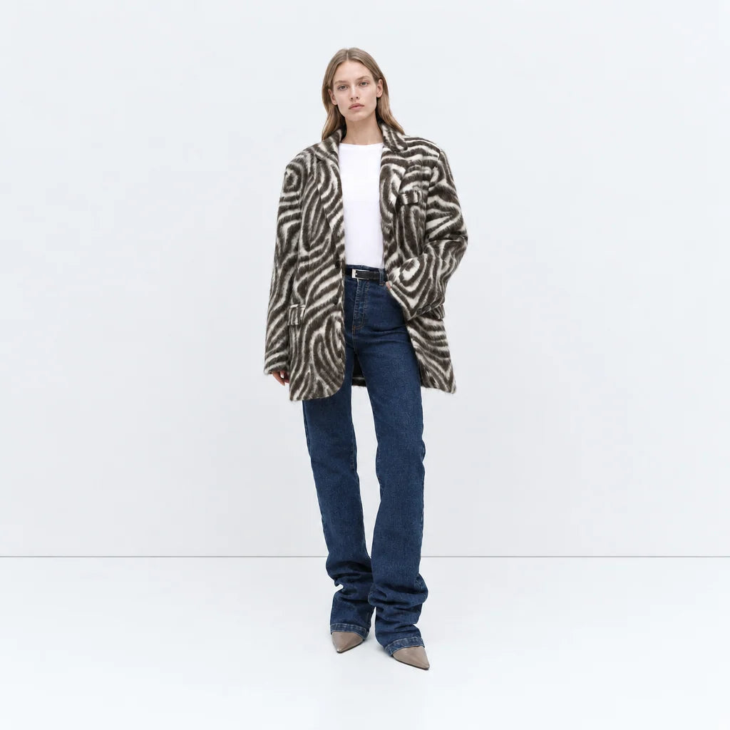 Oversized faux fur blazer in zebra print Baroc Boutique One size